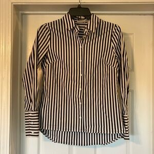 Eva-Mendes - black & white stripe button up shirt - size XS